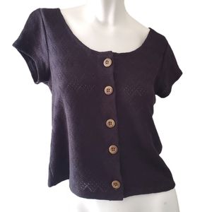 Madewell Knit Pointelle Button-Front Scoop Tee